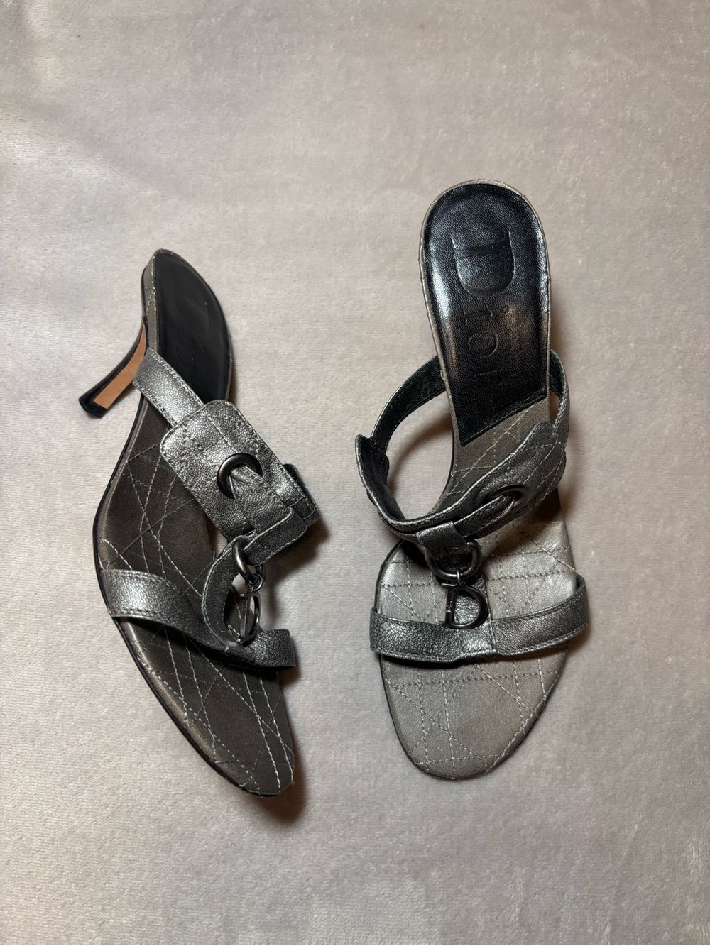 Christian Dior Vintage Cannage Dark Grey Heels